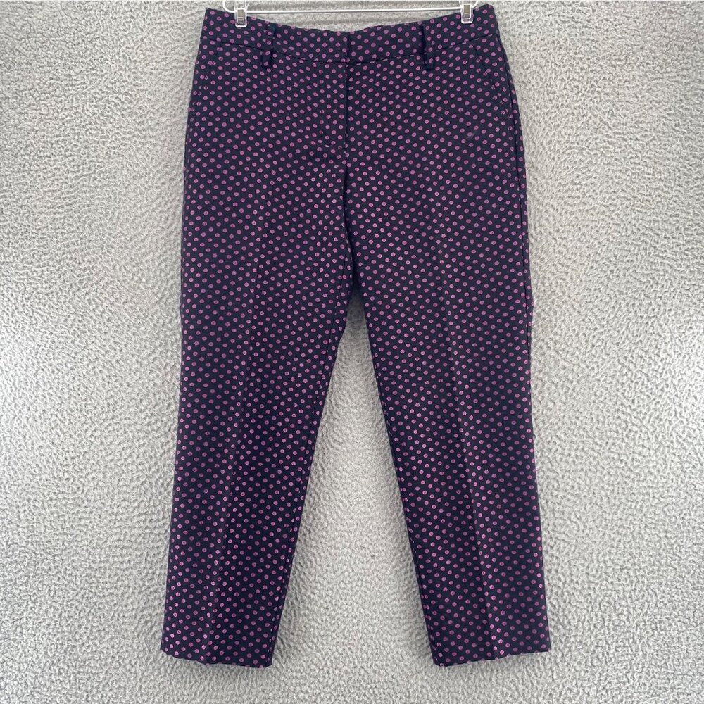 J Crew Pants Womens 6 Black Pink Pattern Cropped Pockets Everyday Casual Office